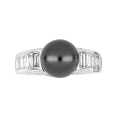 Picchiotti Platinum Black Tahiti Pearl and Diamond Ring
