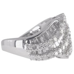 2.5 Carat TW. Diagonally Set Round and Baguette Diamond Ring 9.4 Gms 14K WG