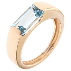 Blue Topaz Rose Gold Band Ring Handcrafted in Italy by Botta Gioielli