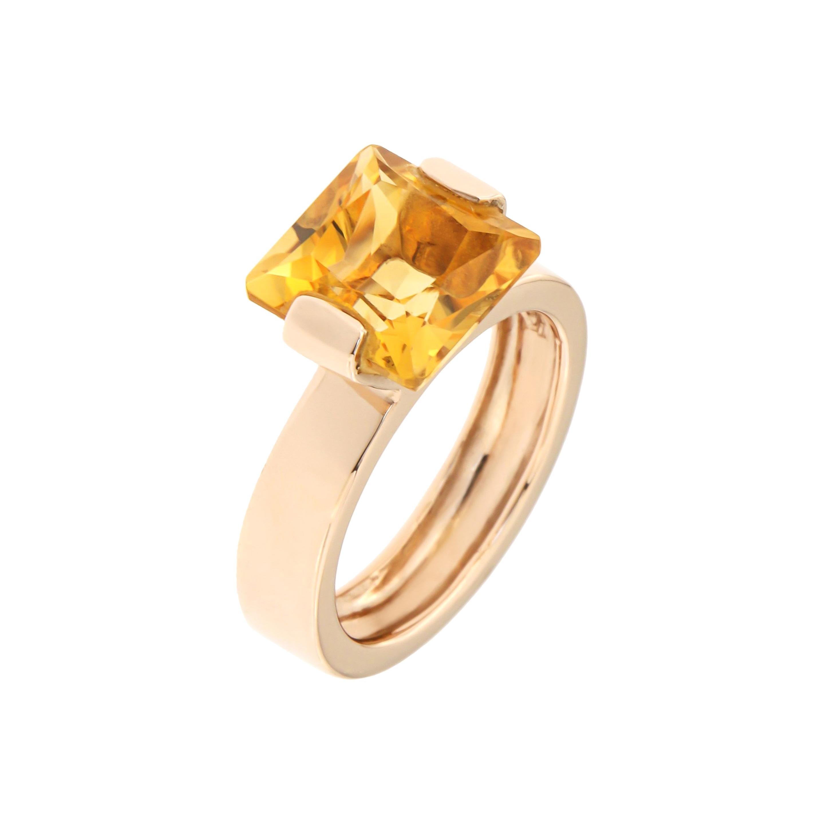 Citrine Rose Gold Band Ring Handcrafted In Italy by Botta Gioielli