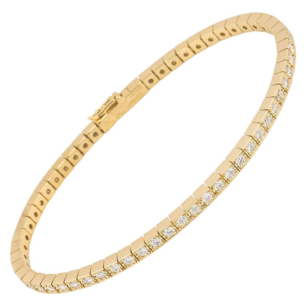 Cartier Yellow Gold Lanieres Diamond Line Bracelet 1.70 Carat