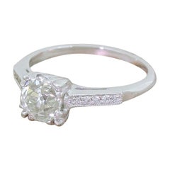 Art Deco 0.99 Carat Old Cut Diamond Engagement Platinum Ring