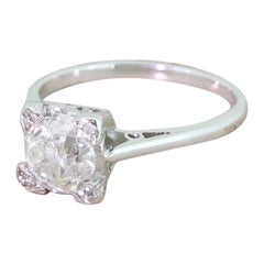 Midcentury 1.37 Carat Old Cut Diamond Engagement Ring