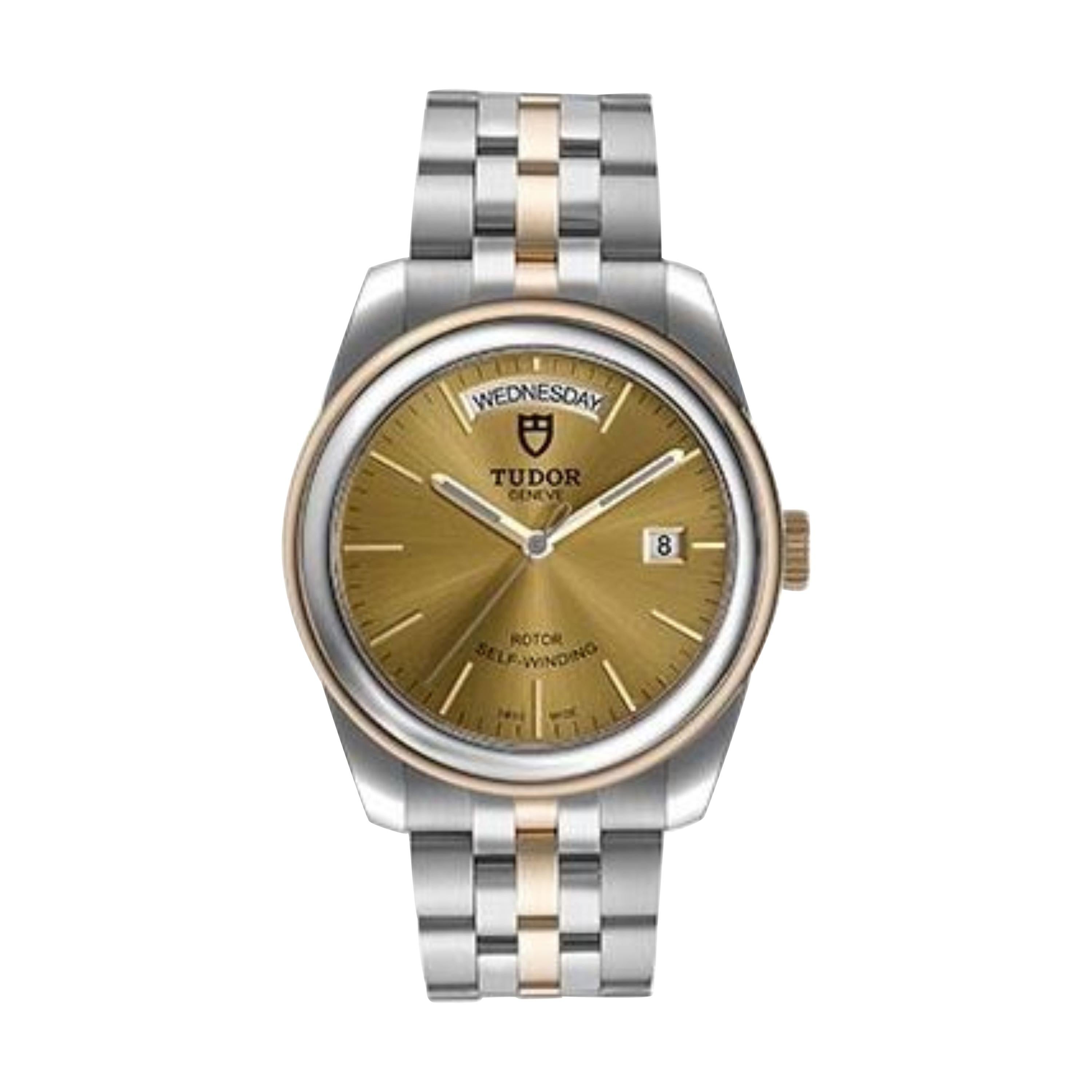 Tudor Glamour Date Day Steel Yellow Gold Men's Watch