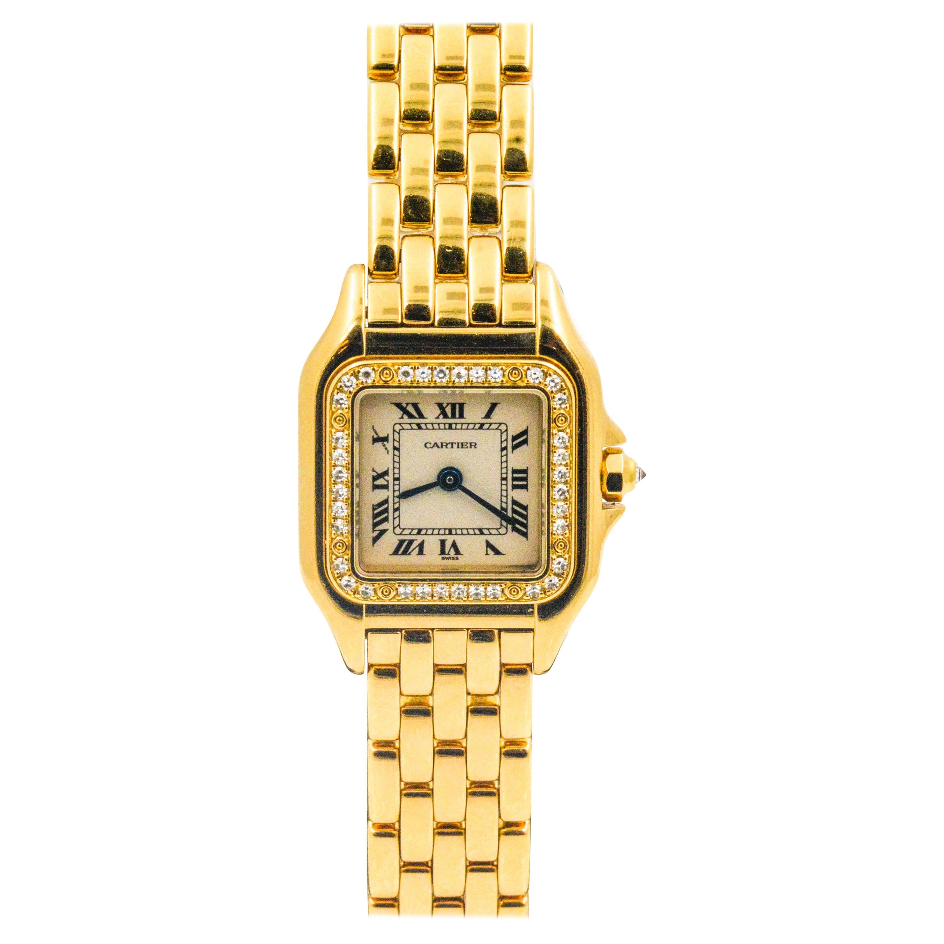 Panthère de Cartier Yellow Gold Diamond Bezel Small Model Ladies Watch