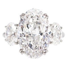 Vintage J. Birnbach GIA Certified 8.03 E SI1 Carat Oval Diamond Three-Stone Ring