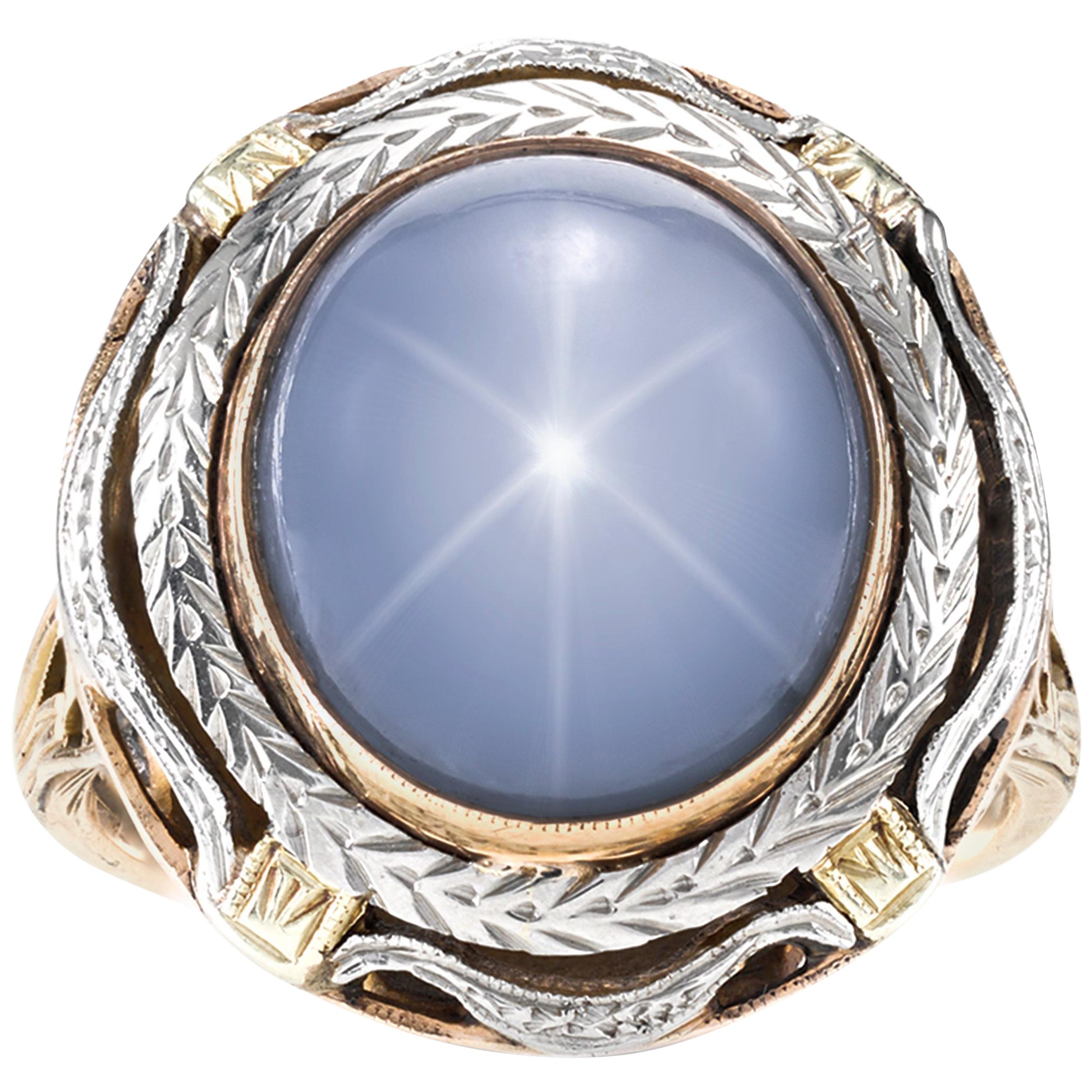 Star Sapphire Cabochon Ring, 12.39 Carat