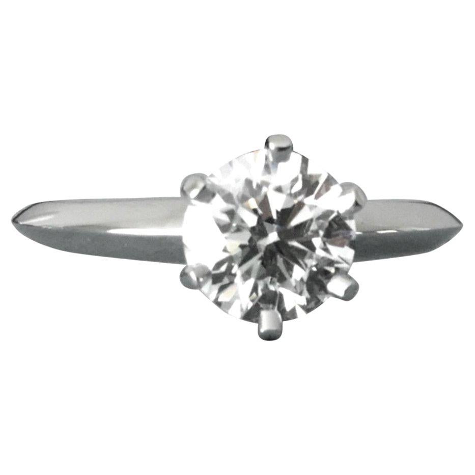 Tiffany & Co. Platinum Diamond .46 Carat Round Engagement Ring F VS1