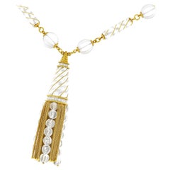 Rock Crystal and Gold Tassel Necklace