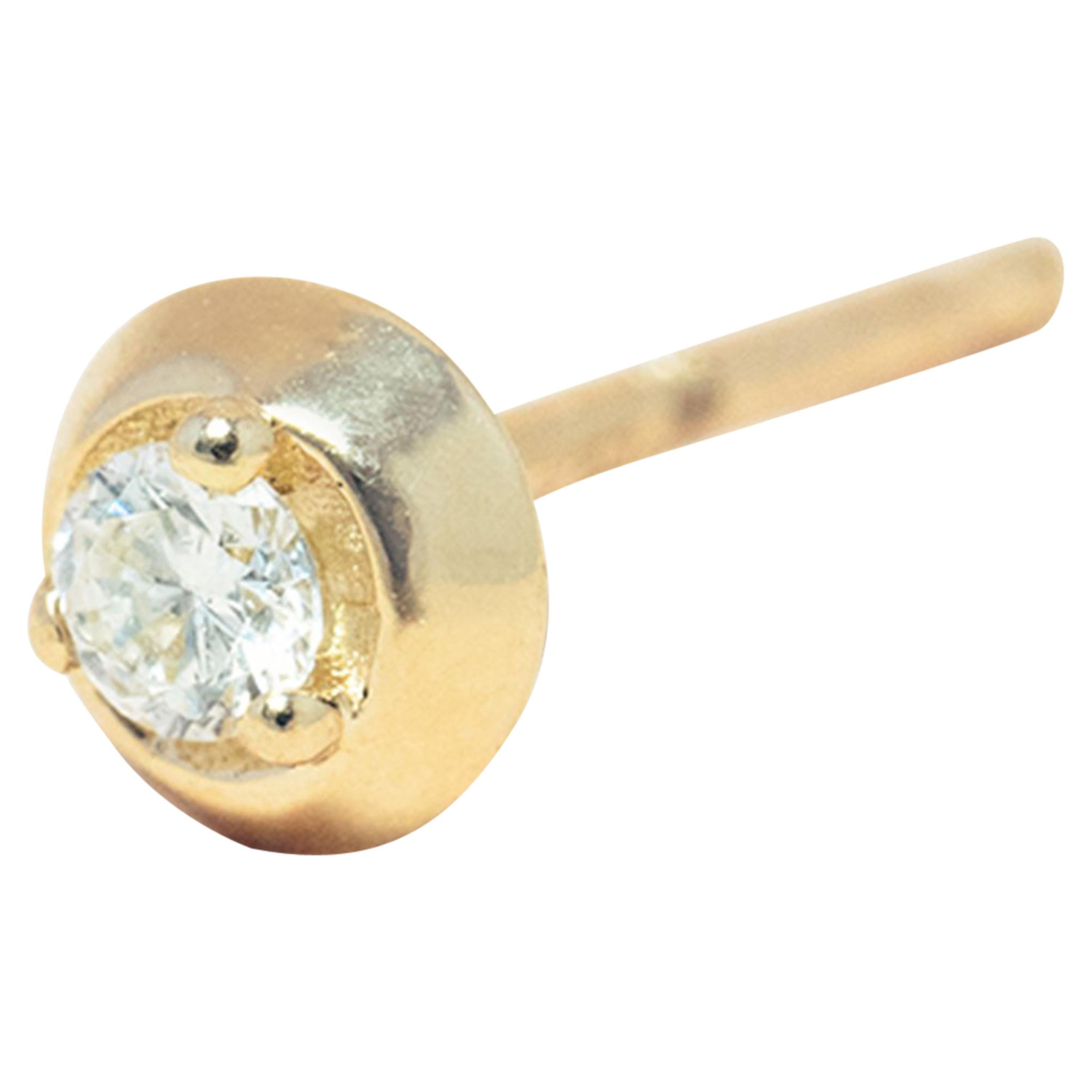 Diamond 14 Karat Gold Formation Circle Mini Stud For Sale