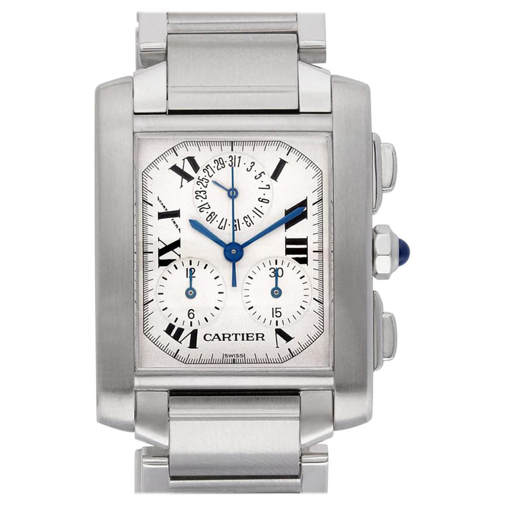 Certified Authentic Cartier Tank Francaise 5028, Beige Dial For Sale