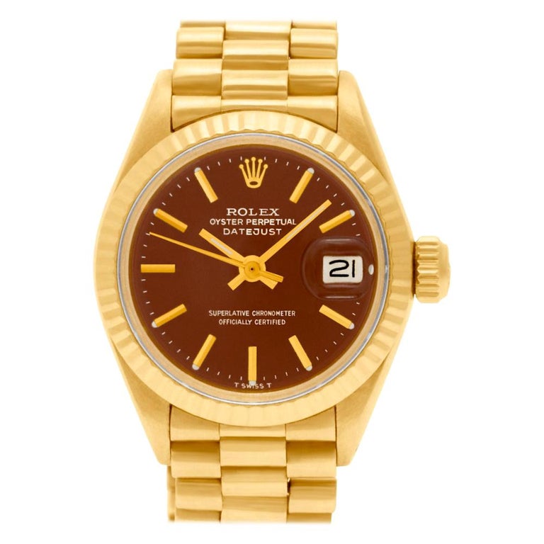 Certified Authentic Rolex Datejust 9000, Gold Dial For Sale at 1stDibs