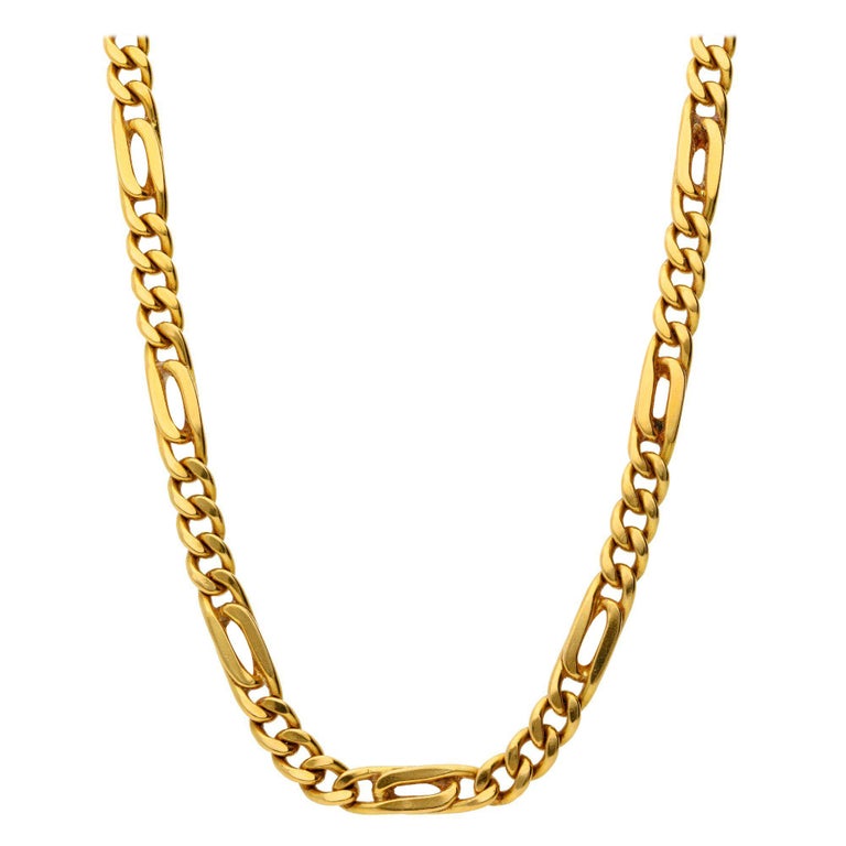 pre-owned-18-carat-yellow-gold-figaro-chain-at-1stdibs
