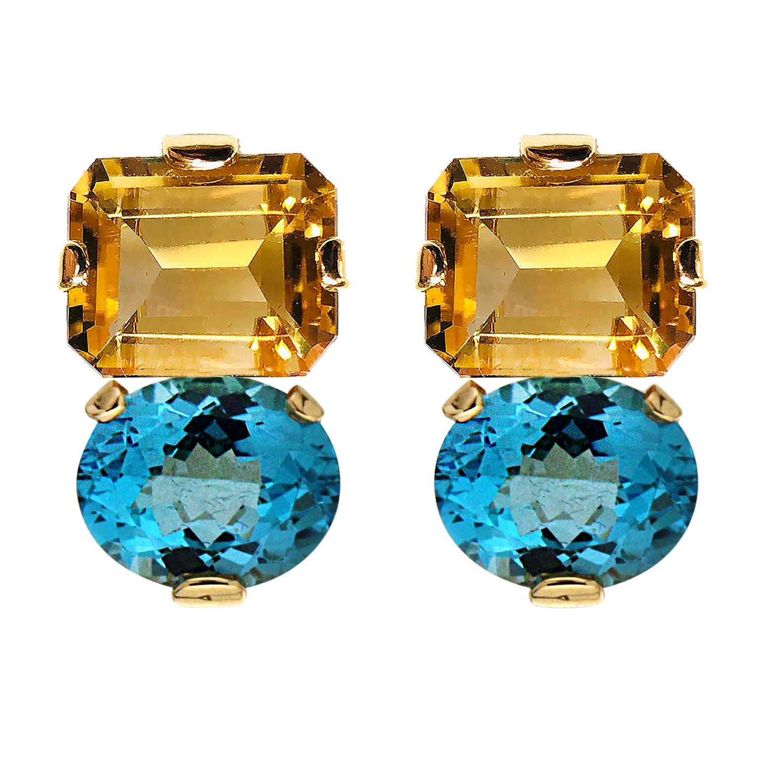 Valentin Magro Citrine and Blue Topaz Gold Clip Earrings