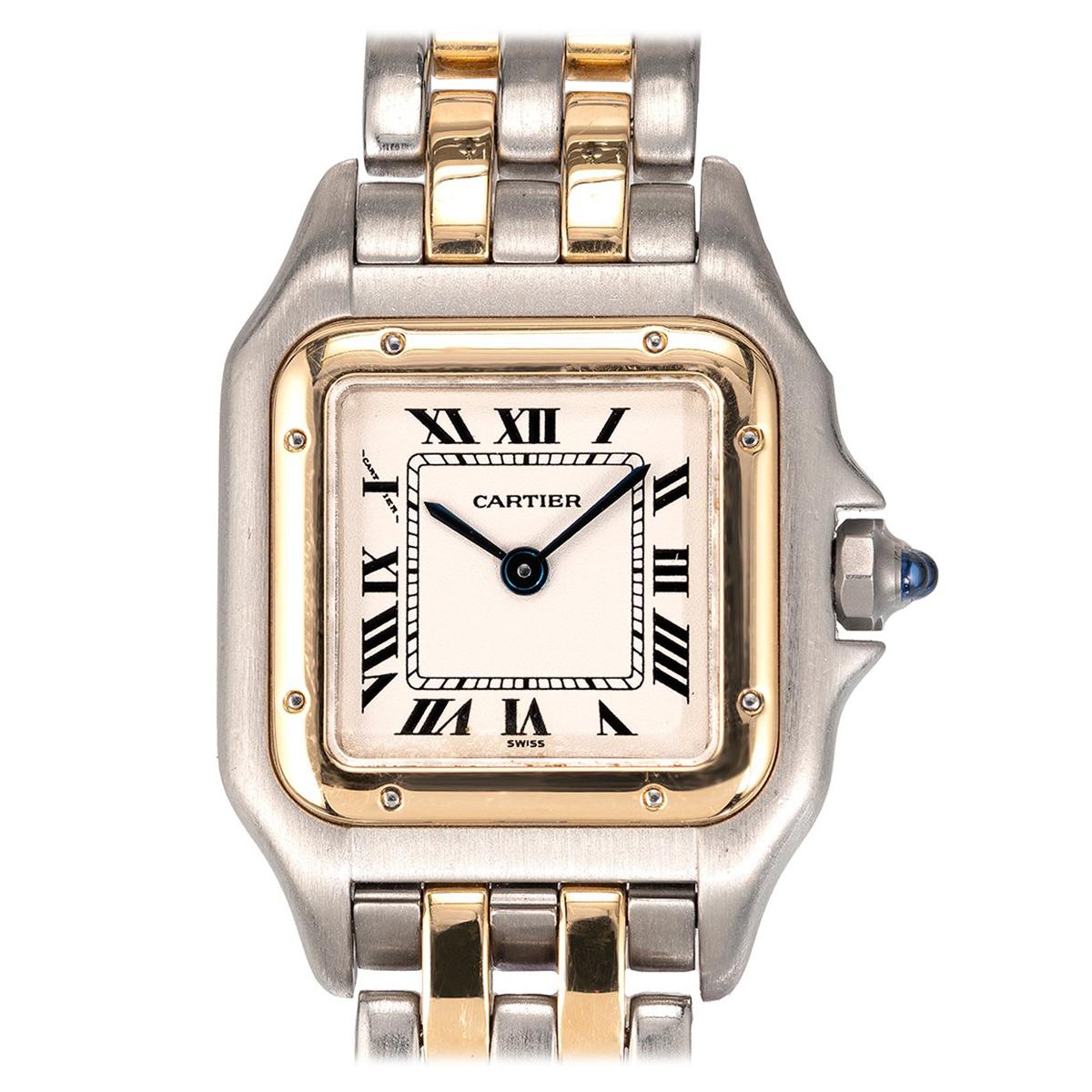 Cartier Panthere Ladies 18 Karat Gold Steel Wristwatch
