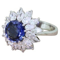 Midcentury 2.33 Carat Sapphire and 3.70 Carat Pear Cut Cluster Ring