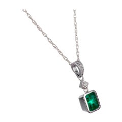 Peter Suchy GIA Certified .94 Carat Emerald Diamond Gold Pendant Necklace
