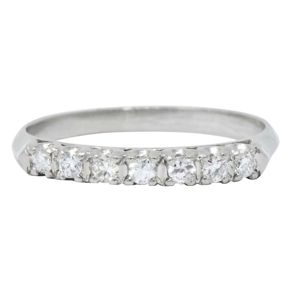 Retro Diamond Platinum Anniversary Band Stackable Ring at 1stDibs ...