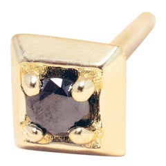 Black Diamond 14 Karat Gold Formation Square Mini Stud