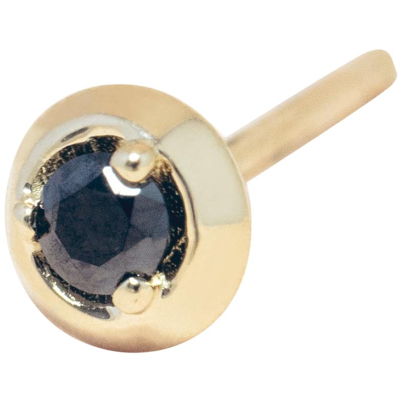 Mini clous d'oreilles en or 14 carats avec forme de cercle façonné de diamants noirs