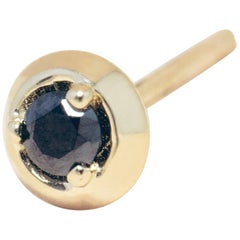 Black Diamond 14 Karat Gold Formation Circle Mini Stud