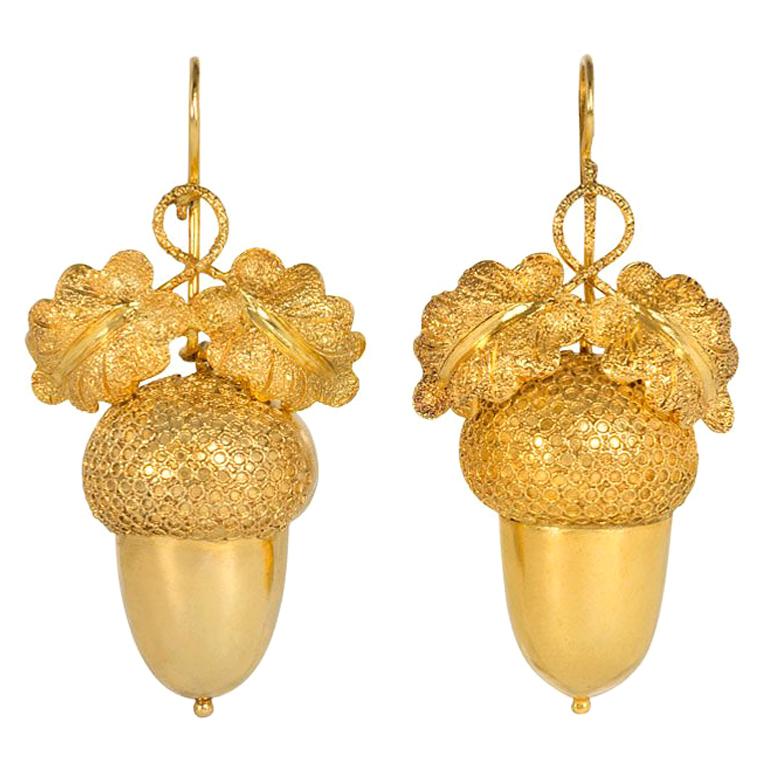 STERLING AND 22k Gold Acorn Earrings Handmade