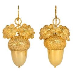 Victorian Gold Acorn Design Earrings