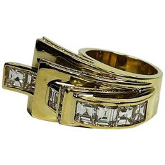 Over the Top Retro Style Gold and Diamond Ring