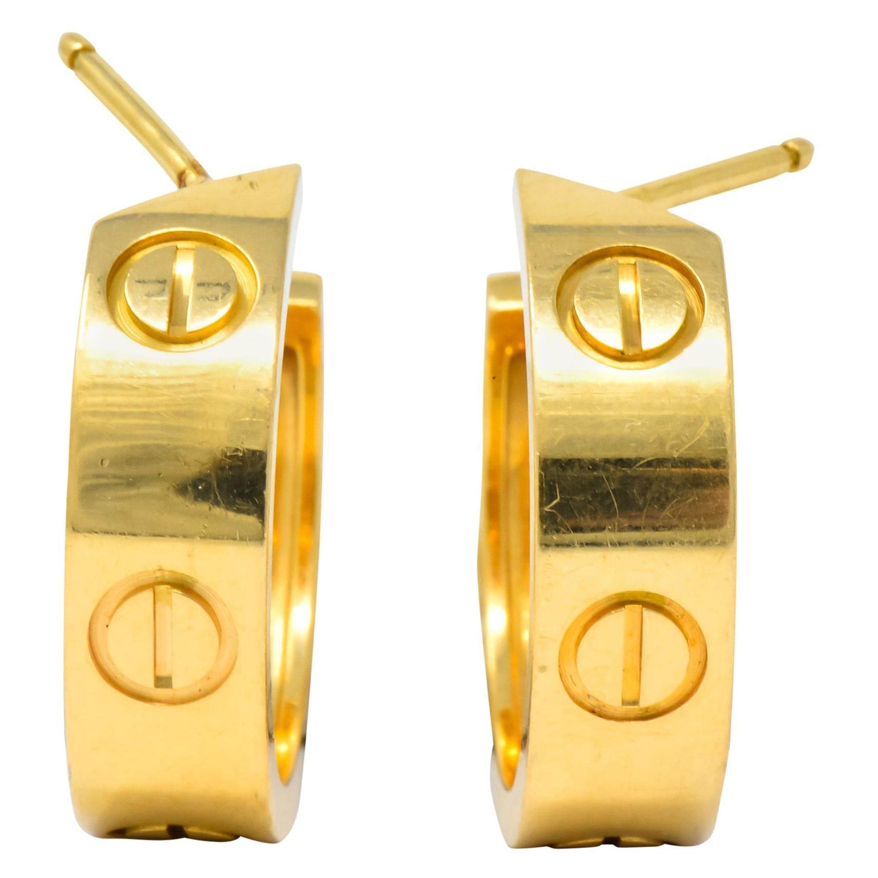 Cartier 18 Karat Gold Love Hoop Earrings