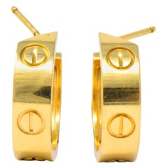 Vintage Cartier 18 Karat Gold Love Hoop Earrings