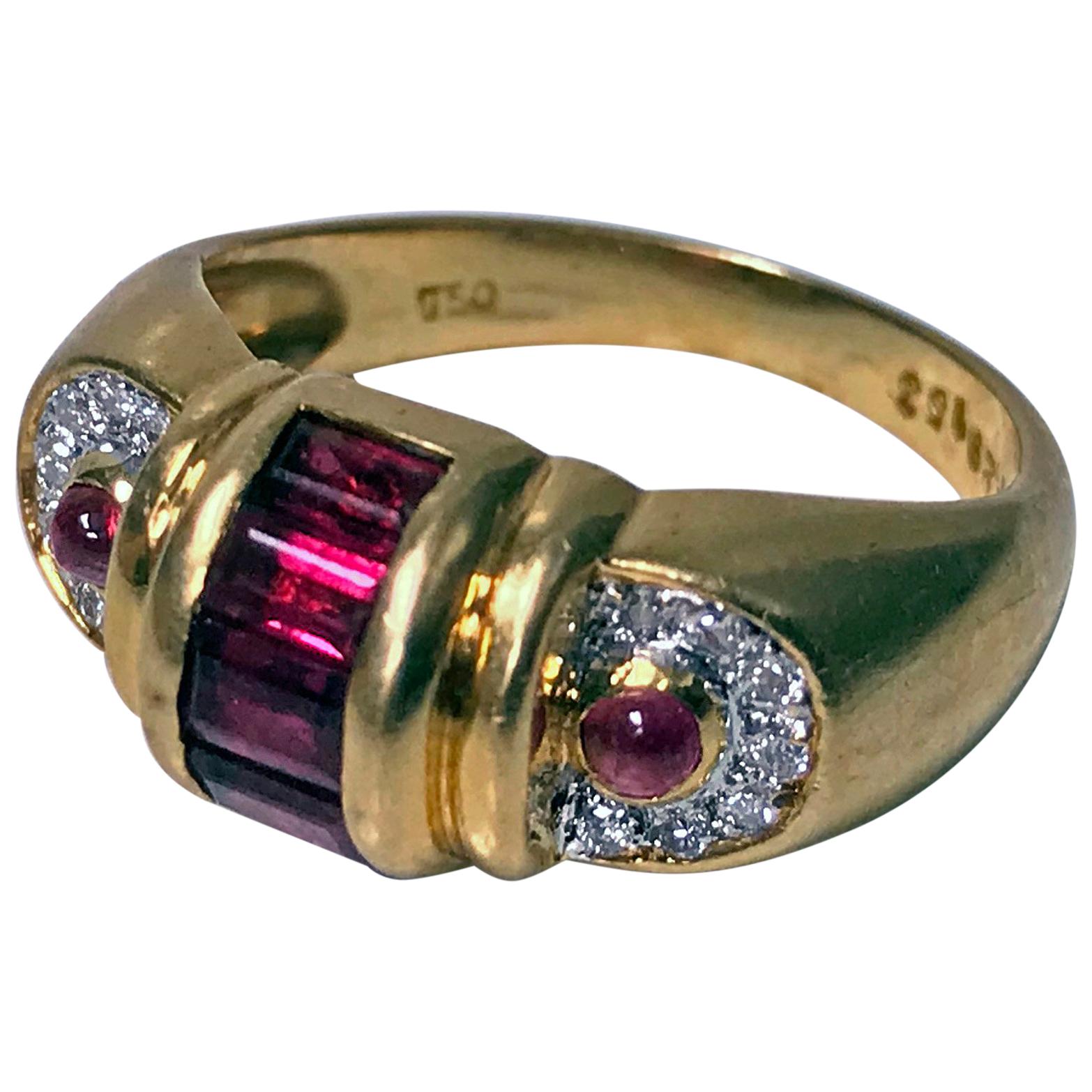 1980s 18 Karat Ruby and Diamond Ring
