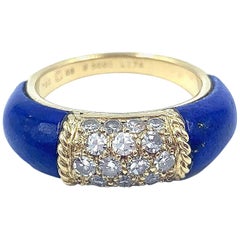 Van Cleef & Arpels Blue Lapis and Diamond Ring in 18 Karat Yellow Gold