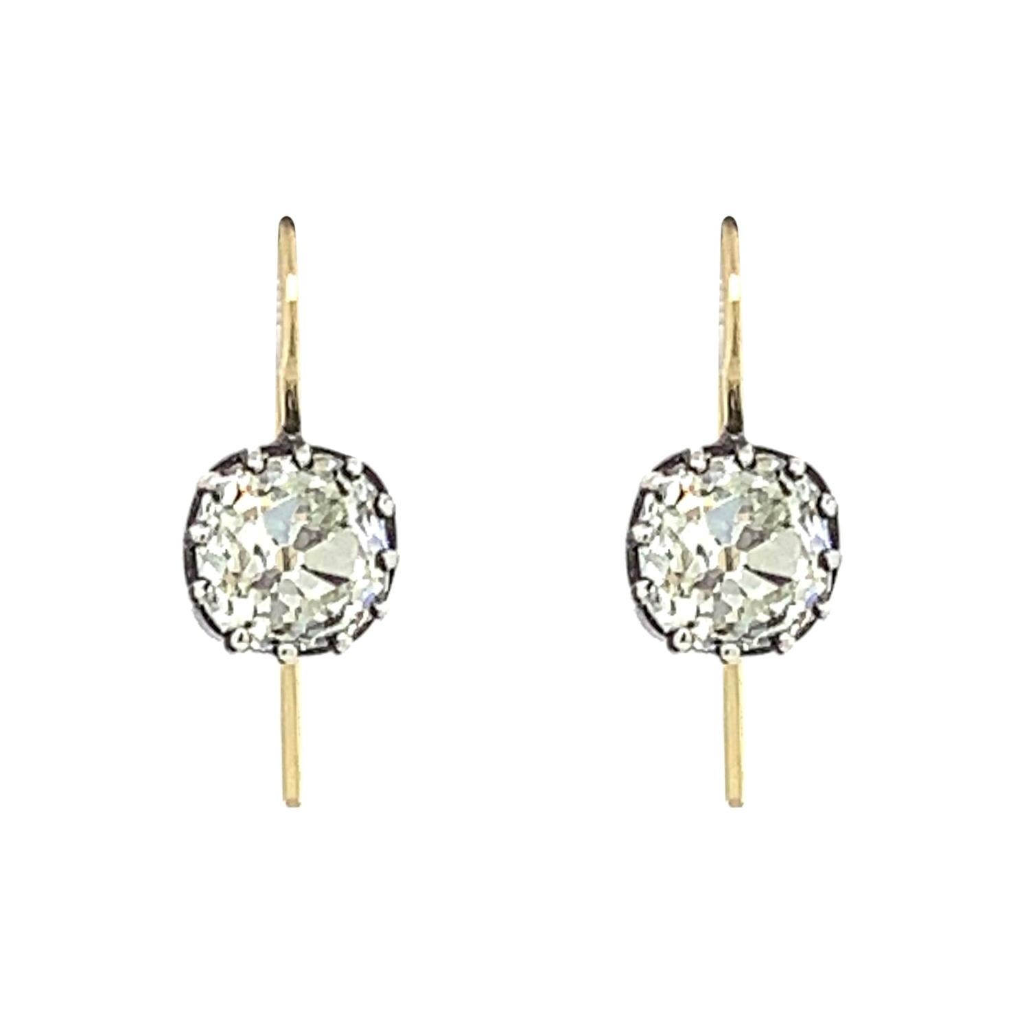 Antique Silver and Gold Diamond Earrings For Sale
