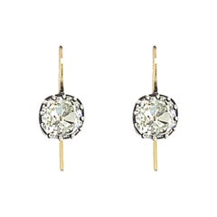 Pendientes antiguos de plata y oro con diamantes
