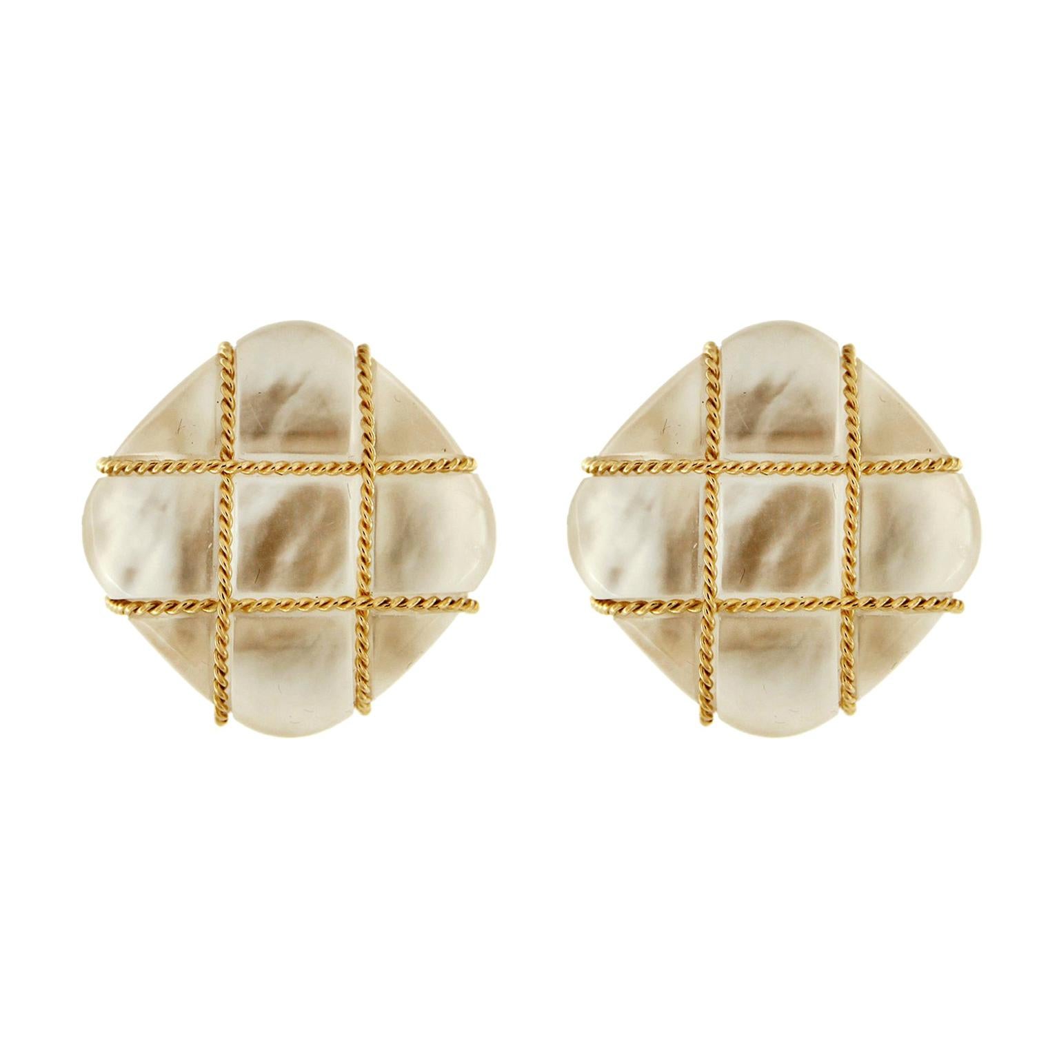 Valentin Magro Tic Tac Toe Crystal and Mother of Pearl Earrings