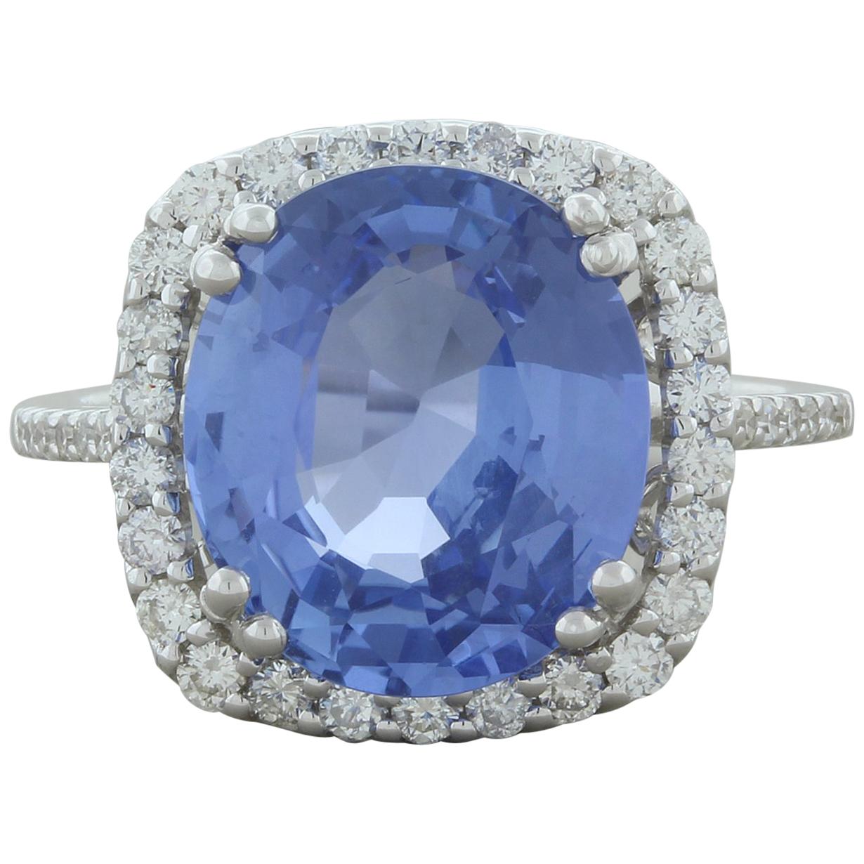 Natural Blue Sapphire Gold Ring, No-Heat Certified