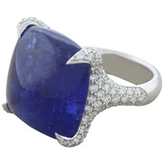 Sugarloaf Tanzanite Diamond Gold Ring