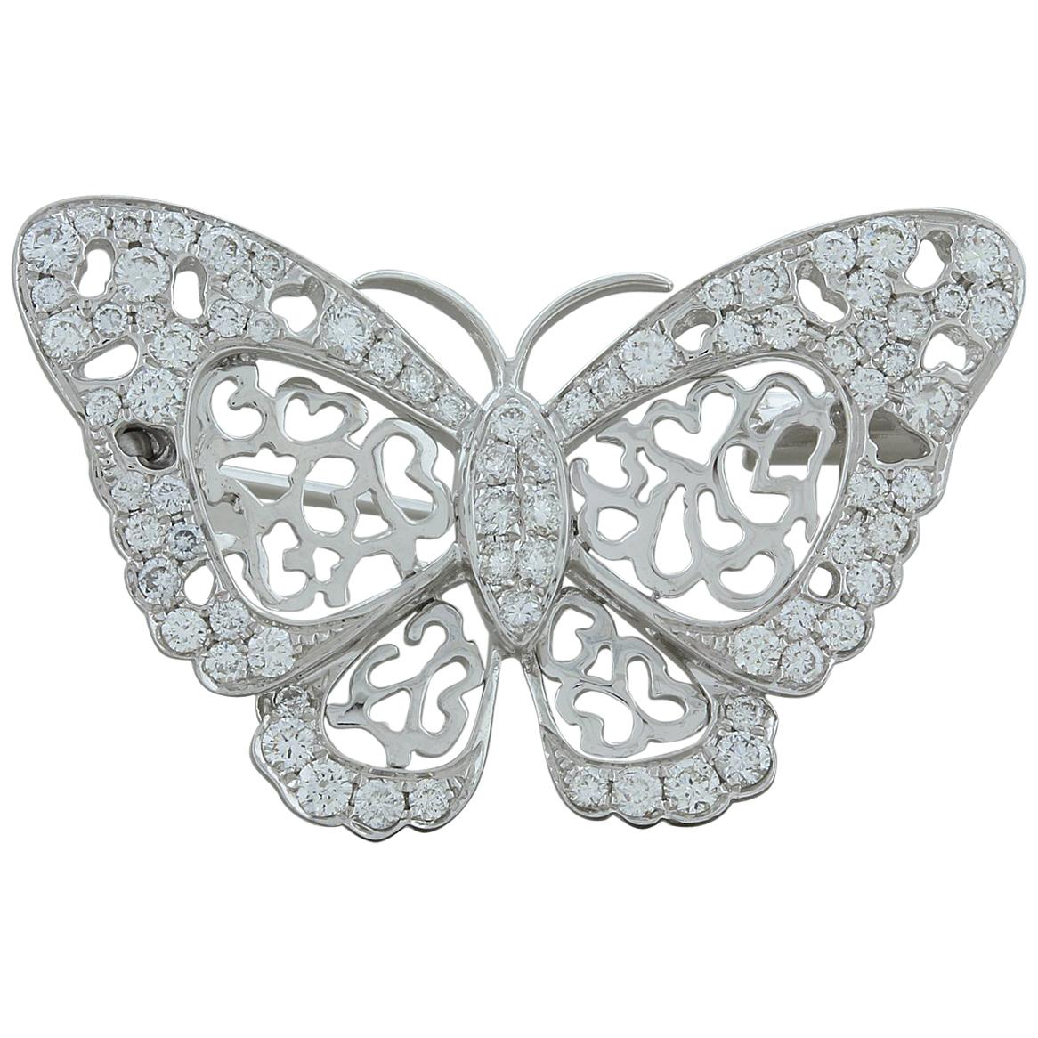 Diamond Gold Butterfly Brooch