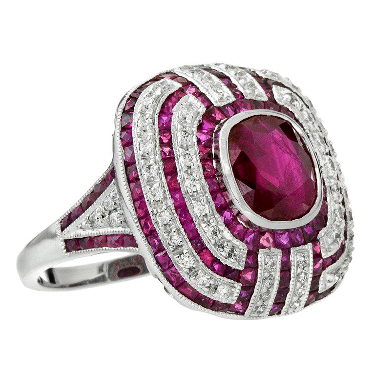 Burmese Ruby Diamond Cocktail Ring