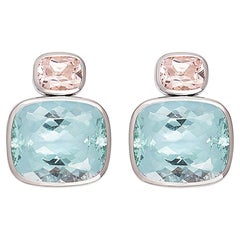 Precious Basics Earrings with 2 Morganites 4.25 Carat and 2 Beryls 47.81 Carat