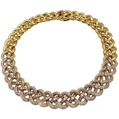 Diamond Yellow Gold Braided Collar Necklace