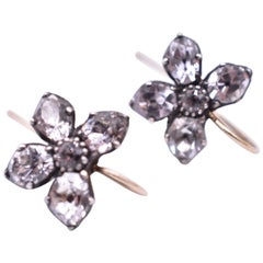 Rock Crystal Flower Form Earrings, circa 1800