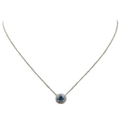 Tiffany & Co. Soleste Aquamarine Pendant in Platinum with Diamond Halo