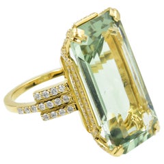 Ivanka Trump Empire Prasiolite and Diamond 18 Karat Yellow Gold Ring