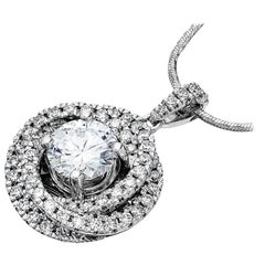 GIA certified 1.6ct D VS1 Single Stone Round Diamond Trinity Pendant Platinum