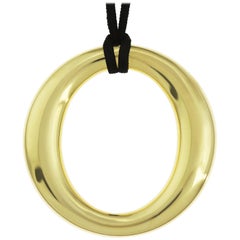 Tiffany Elsa Peretti Gold Oval Sevillana Pendant with Silk Cord