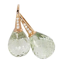 Green Amethyst 18 Karat Gold Earrings