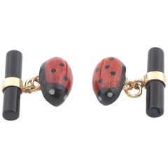 Gold Onyx Ladybug Cufflinks