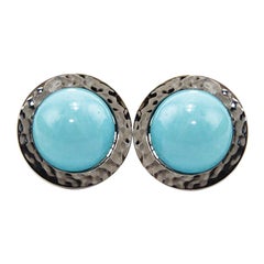 Natural Turquoise 18 Karat Gold Stud Earrings