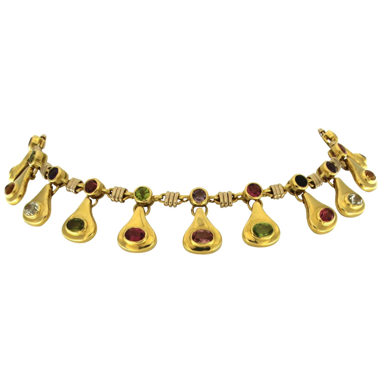 Multicolor Stones Necklace For Sale
